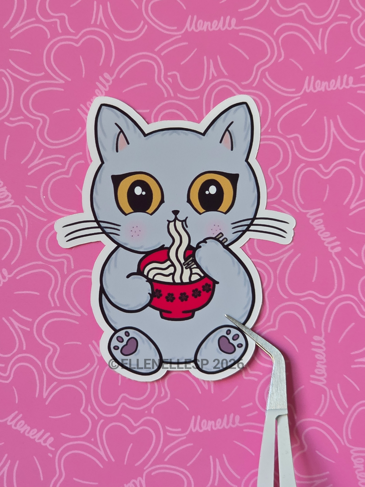 Boba Eating Noodles Sticker
