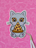Boba Eating Pizza Sticker