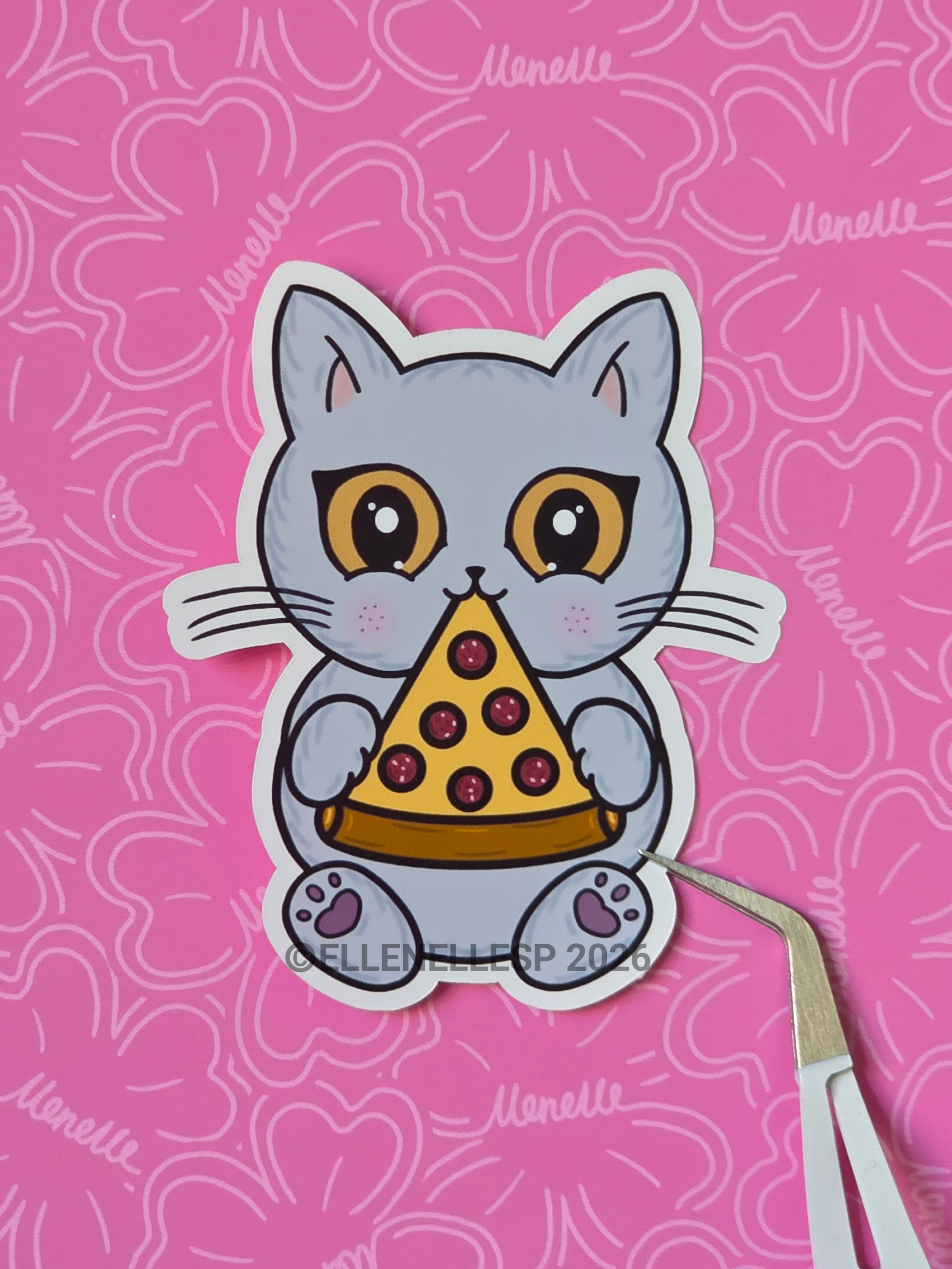 Boba Eating Pizza Sticker
