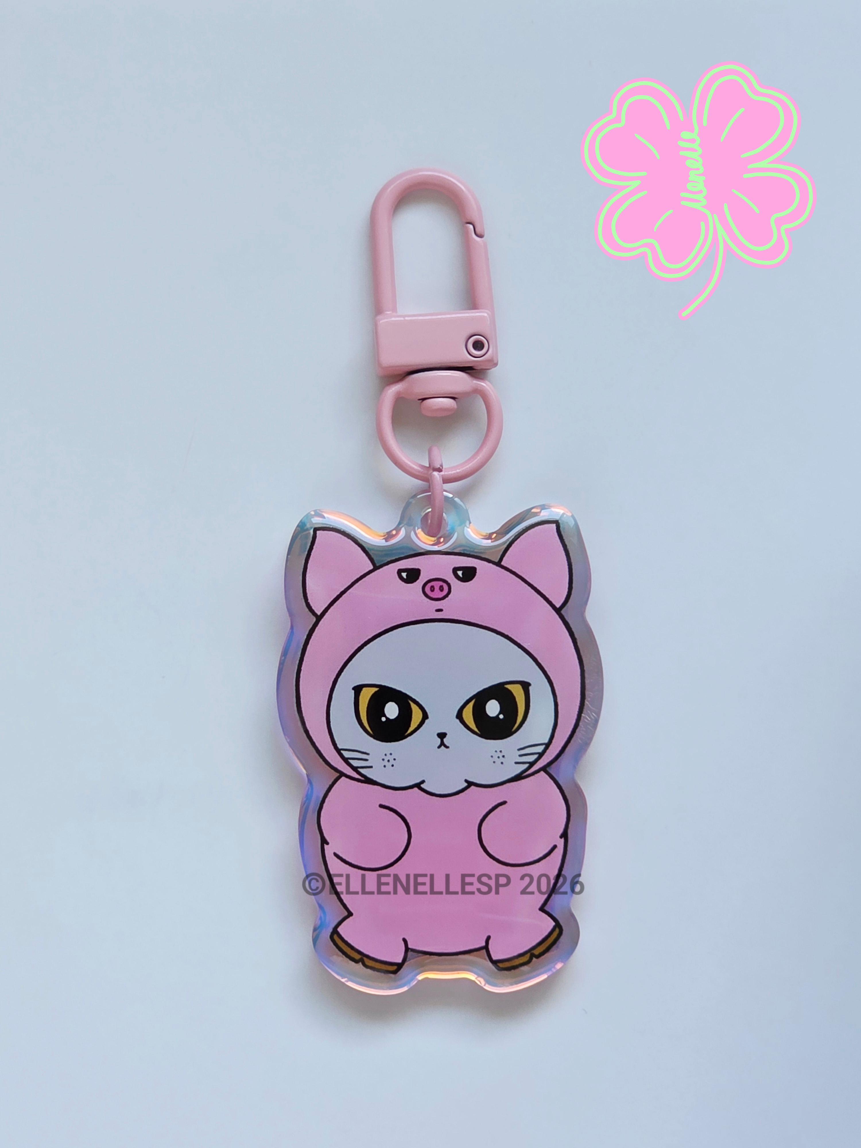Boba in Grumpy Pig Outfit Keychain