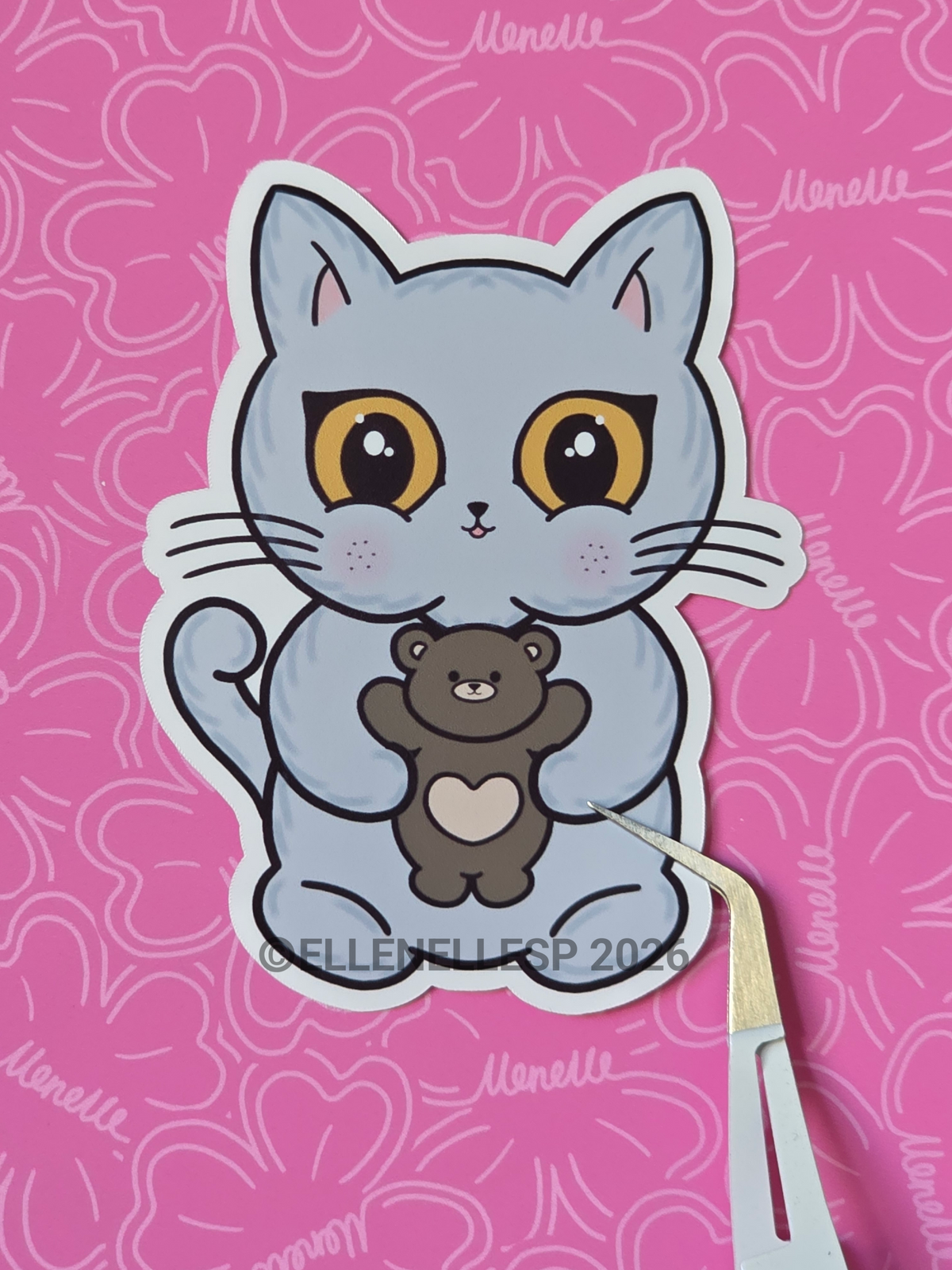 Boba Holding Brownie Bear Sticker