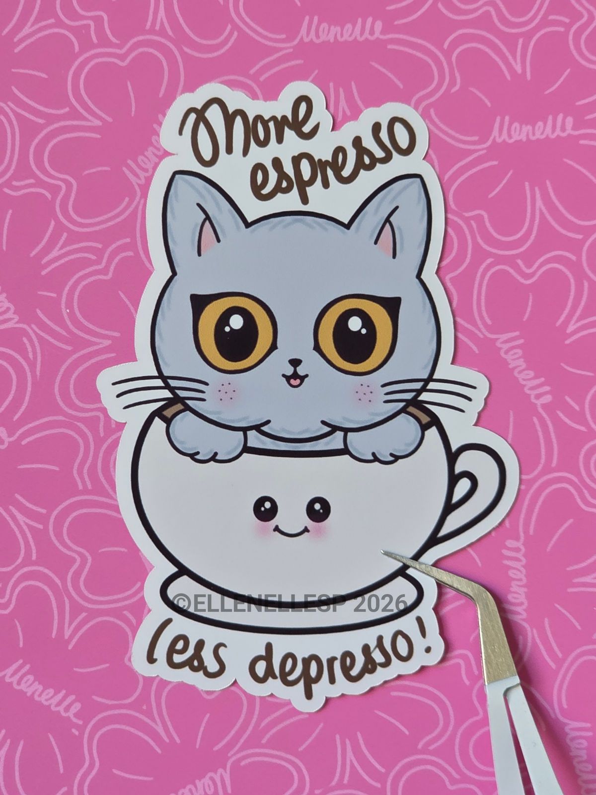 Boba More Espresso Less Depresso Sticker