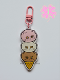 Neopolitan Ice Cream Cone Keychain
