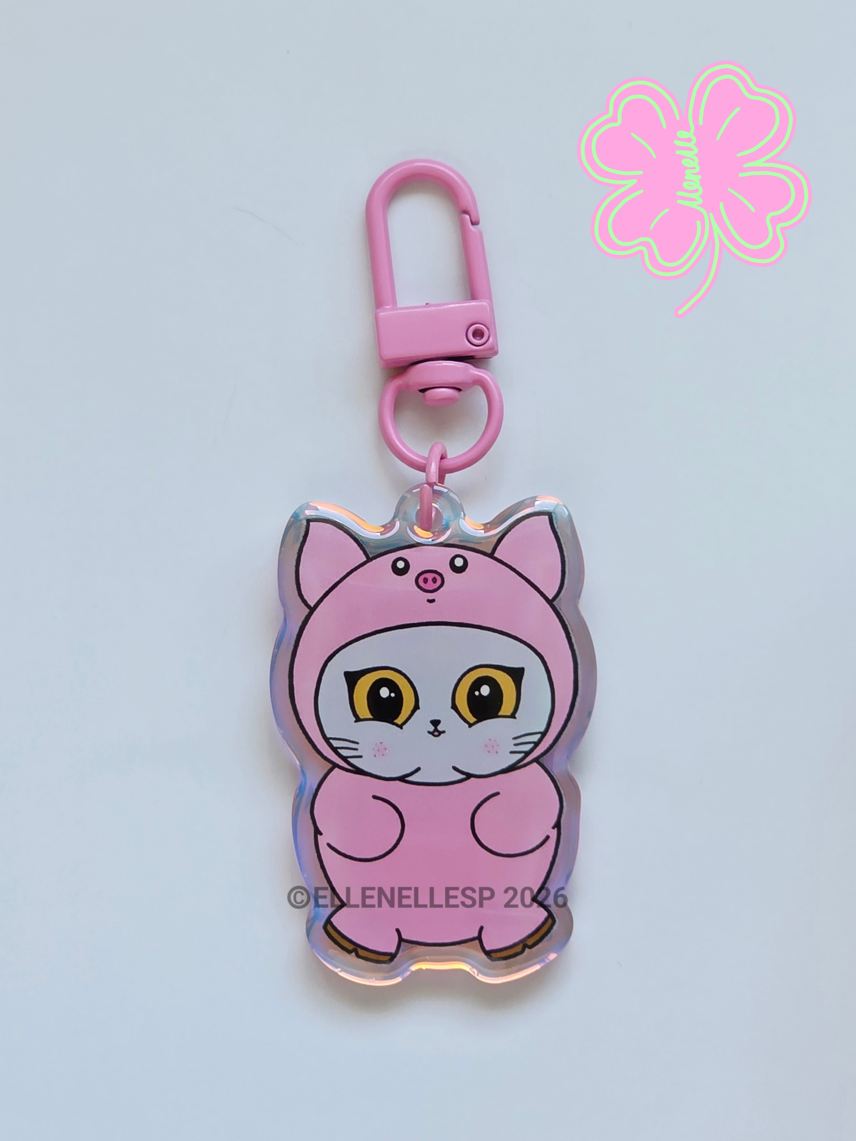 Boba in Pig Outfit Keychain