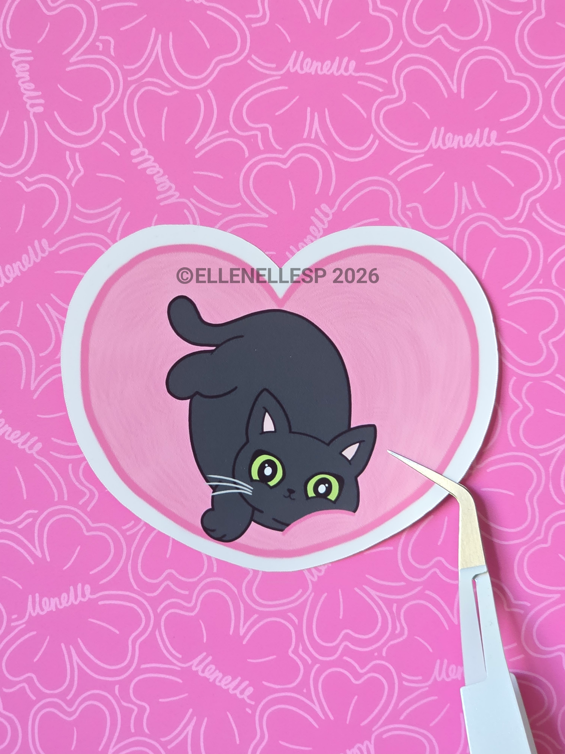 Shadow Pink Heart Pillow Sticker