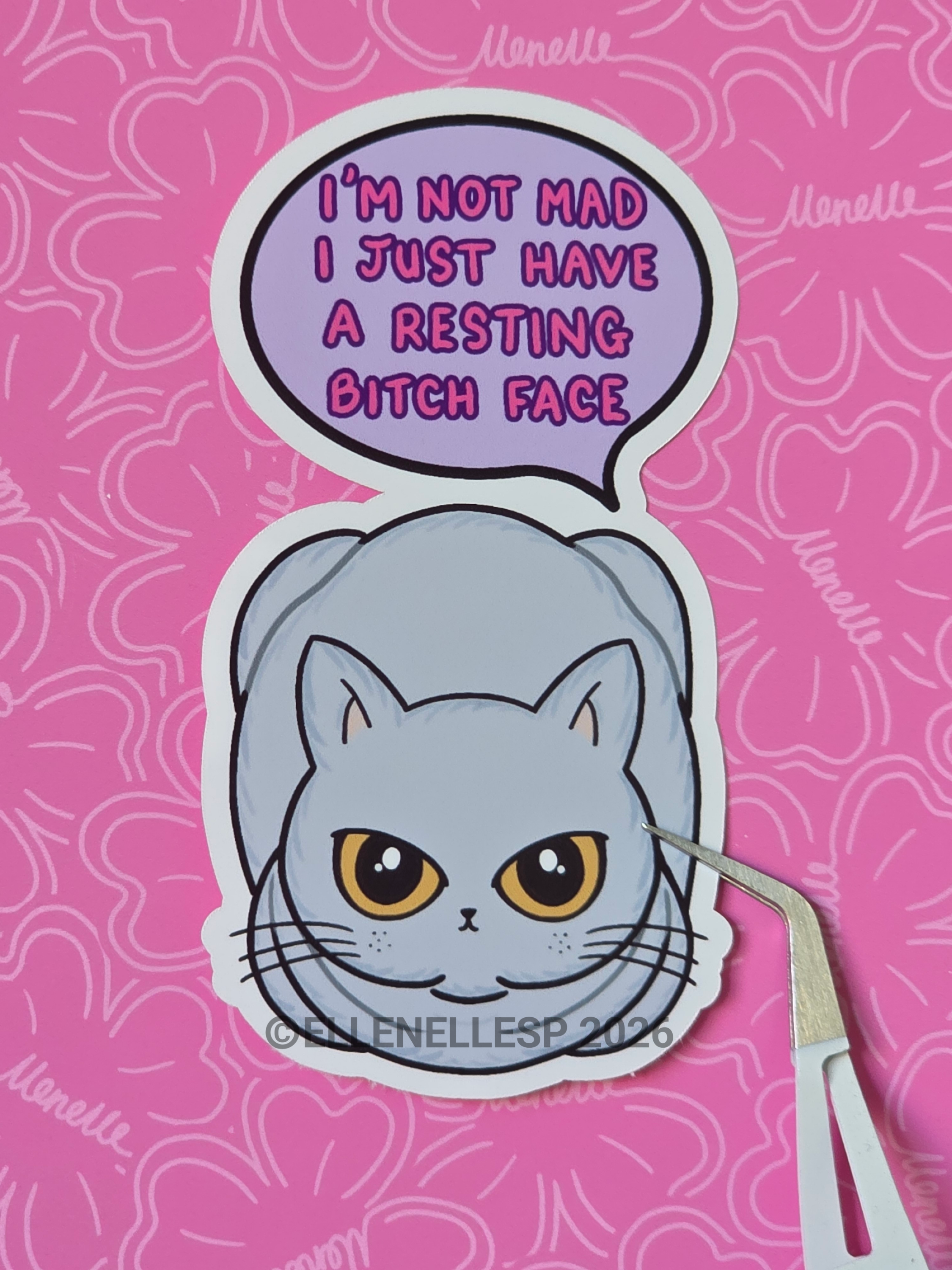 Boba Resting B Face Sticker