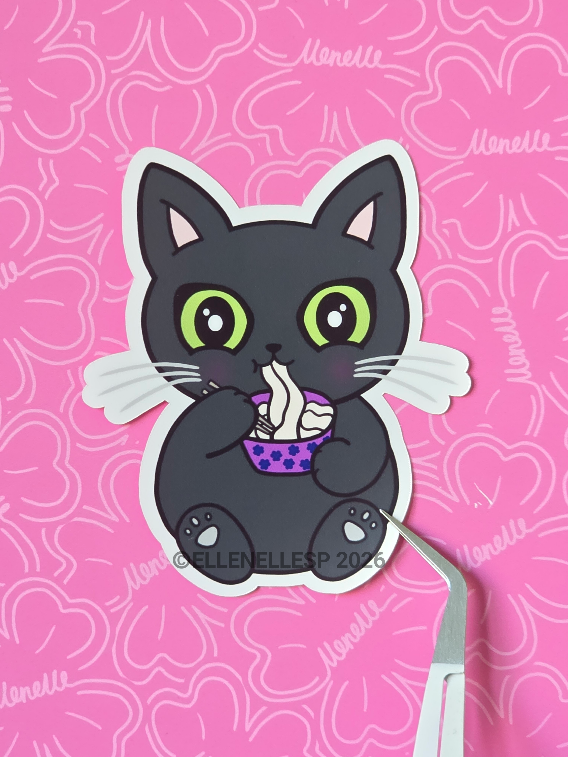 Shadow Eating Noodles Sticker