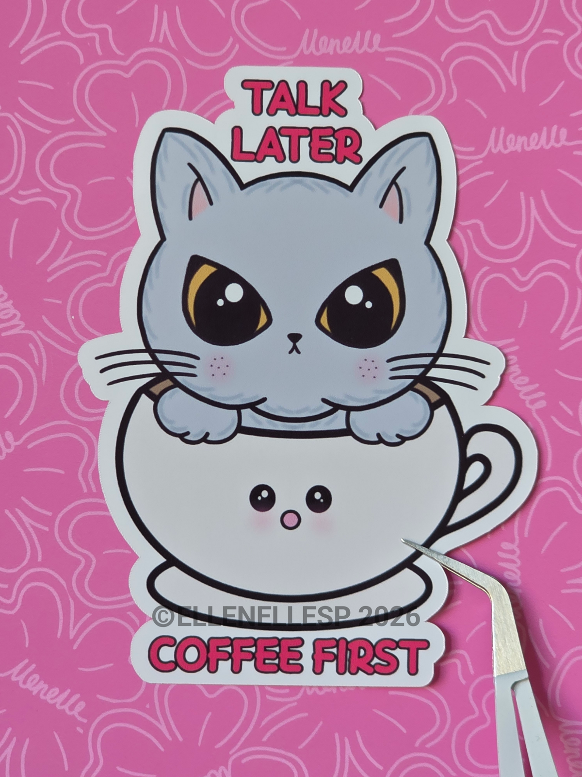 Boba Talk Later Coffee First Sticker